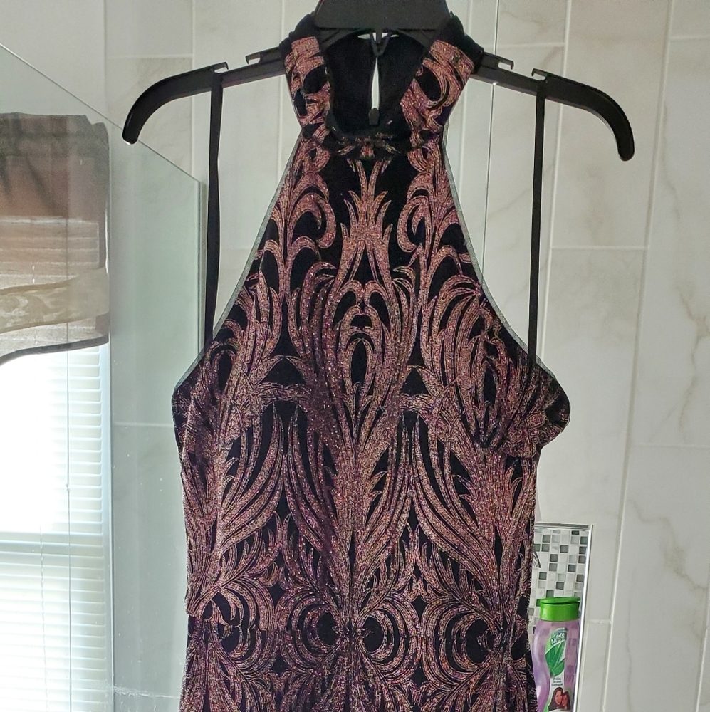 Gold rose glitter dress